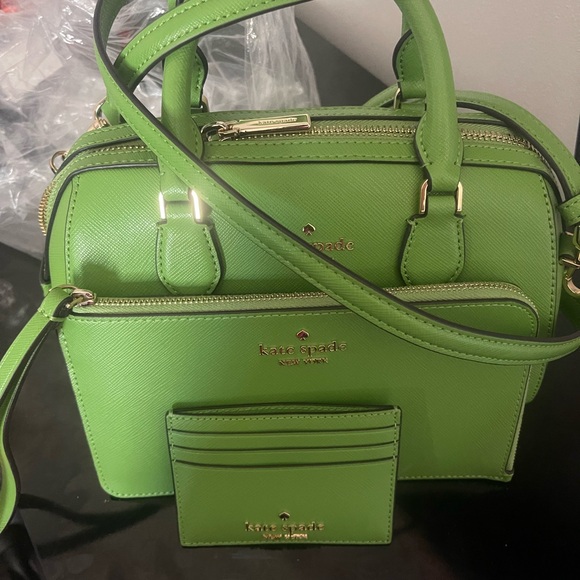 Kate Spade Saffiano Duffle Madison & Green card holder and wallet New bundle - Picture 2 of 12